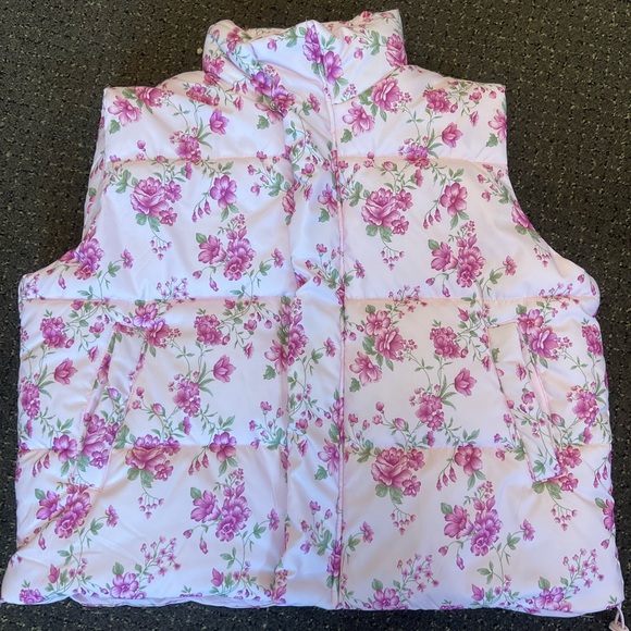 Panache Pink Floral Puffer Vest - Picture 1 of 2